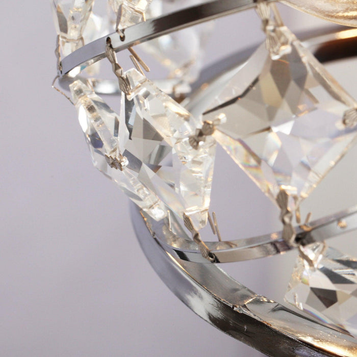 48" Traditional Chrome Flush Mount Reversible Crystal Ceiling Fan with Lighting and Remote Control - ParrotUncle