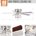 48" Traditional Chrome Flush Mount Reversible Crystal Ceiling Fan with Lighting and Remote Control - ParrotUncle