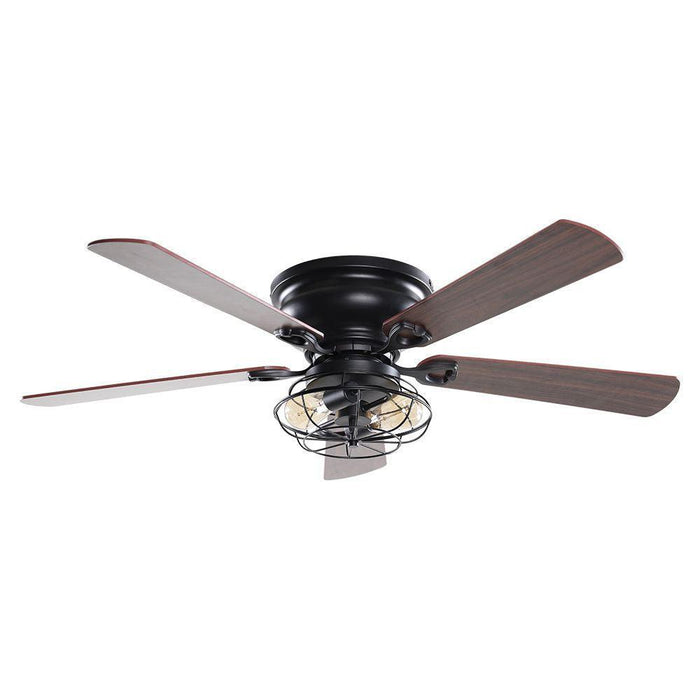 48" Ummuhan Industrial Flush Mount Reversible Ceiling Fan with Lighting and Remote Control - ParrotUncle
