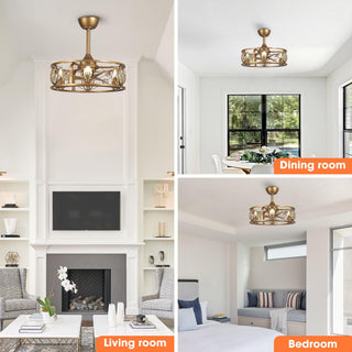 22" Kashmir Modern Glod Reversible Crystal Ceiling Fan with Lighting and Remote Control