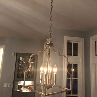 4-Light Hamptons Modern Silver Island Pendant Lighting With Adjustable Hanging Length