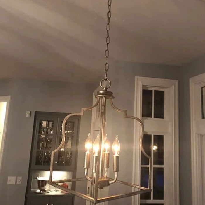 4-Light Modern Silver Island Pendant Lighting With Adjustable Hanging Length