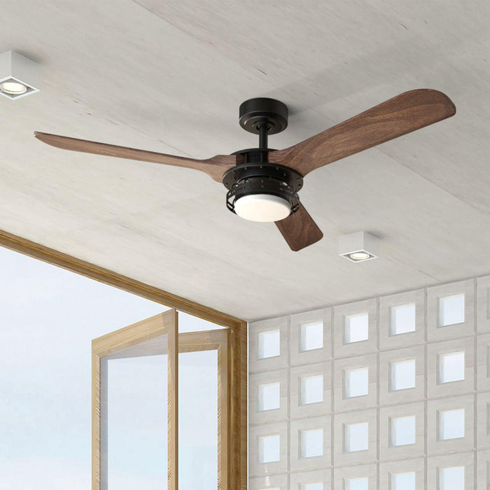 52" Aerofanture Industrial DC Motor Downrod Mount Reversible Ceiling Fan with Lighting and Remote Control - ParrotUncle