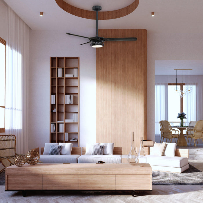 52" Aerofanture Industrial DC Motor Downrod Mount Reversible Ceiling Fan with Lighting and Remote Control - ParrotUncle