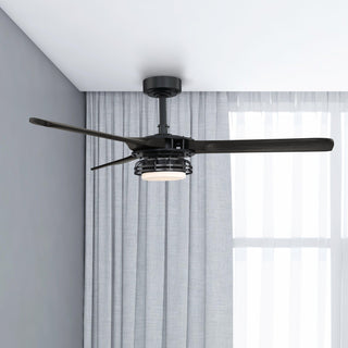 52" Aerofanture Hamptons Industrial DC Motor Downrod Mount Reversible Ceiling Fan with Lighting and Remote Control