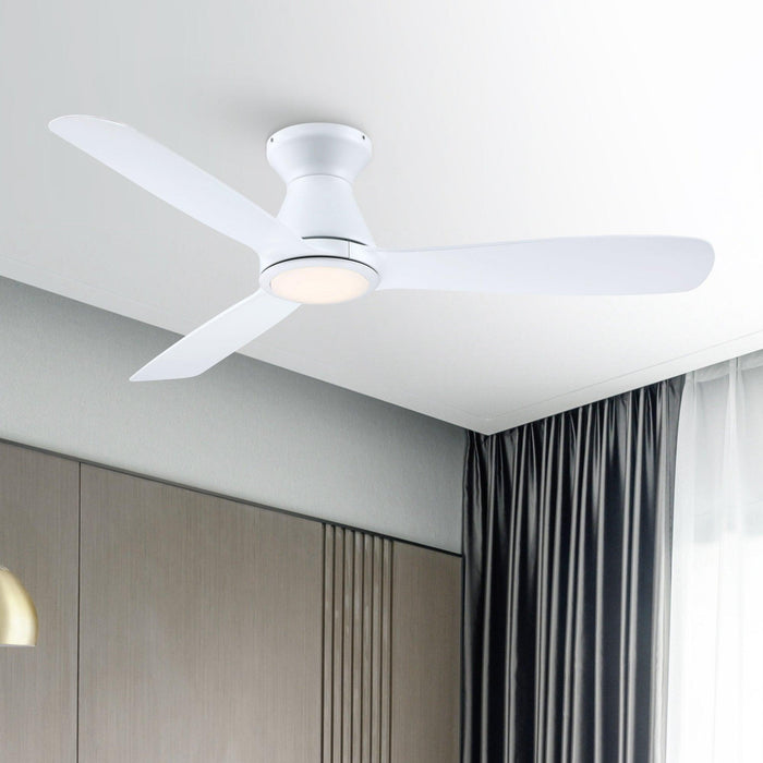 52" Ahmedabad Industrial DC Motor Flush Mount Reversible Ceiling Fan with LED Lighting and Remote Control - ParrotUncle