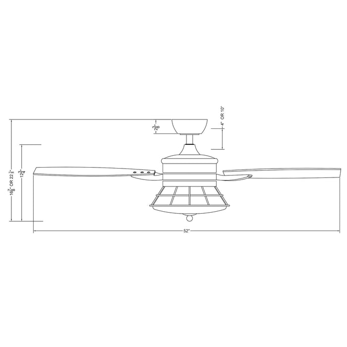 52" Antone Industrial Downrod Mount Reversible Ceiling Fan with Lighting and Remote Control - ParrotUncle
