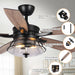 52" Antone Industrial Downrod Mount Reversible Ceiling Fan with Lighting and Remote Control - ParrotUncle