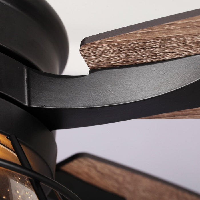 52" Antone Industrial Downrod Mount Reversible Ceiling Fan with Lighting and Remote Control - ParrotUncle