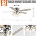 52" Bangatore Modern Chrome Flush Mount Reversible Ceiling Fan with Lighting and Remote Control - ParrotUncle