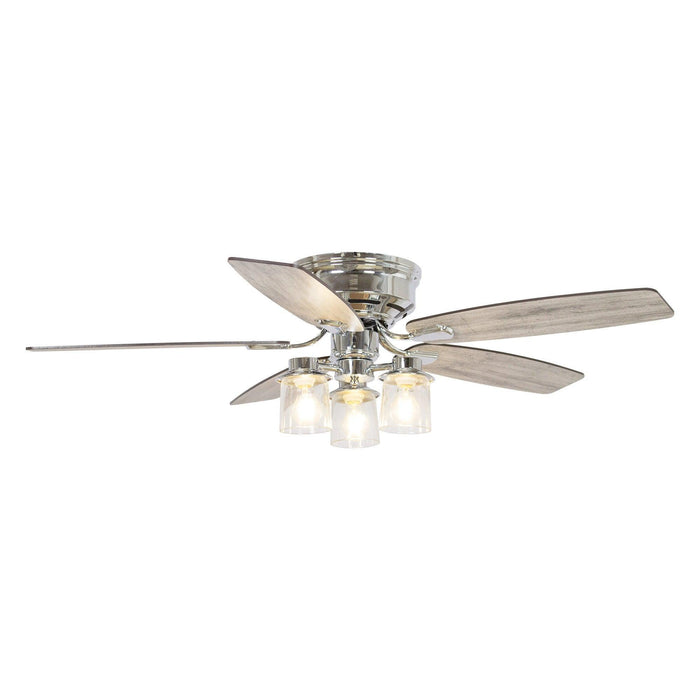 52" Bangatore Modern Chrome Flush Mount Reversible Ceiling Fan with Lighting and Remote Control - ParrotUncle