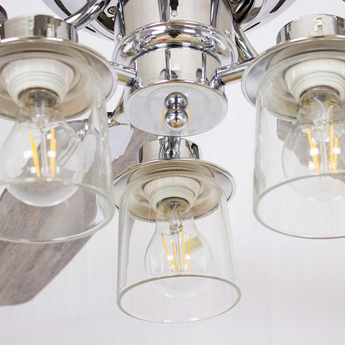 52" Bangatore Modern Chrome Flush Mount Reversible Ceiling Fan with Lighting and Remote Control - ParrotUncle