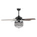 52" Berkshire Modern Downrod Mount Reversible Crystal Ceiling Fan with Lighting and Remote Control - ParrotUncle