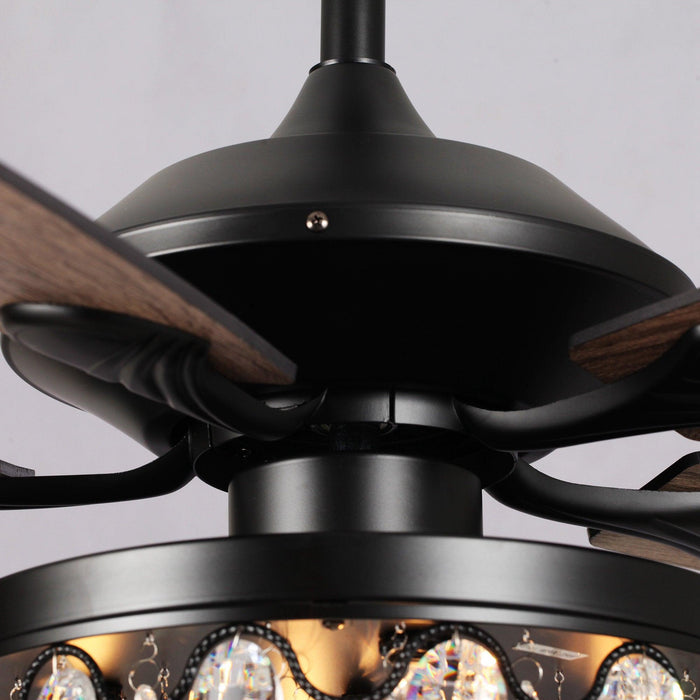 52" Berkshire Modern Downrod Mount Reversible Crystal Ceiling Fan with Lighting and Remote Control - ParrotUncle