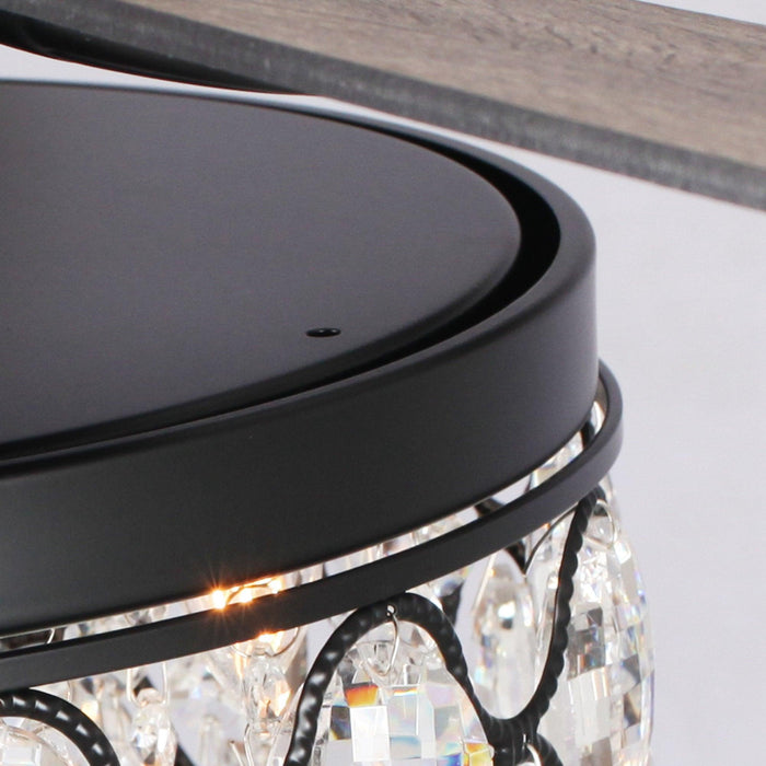 52" Berkshire Modern Downrod Mount Reversible Crystal Ceiling Fan with Lighting and Remote Control - ParrotUncle