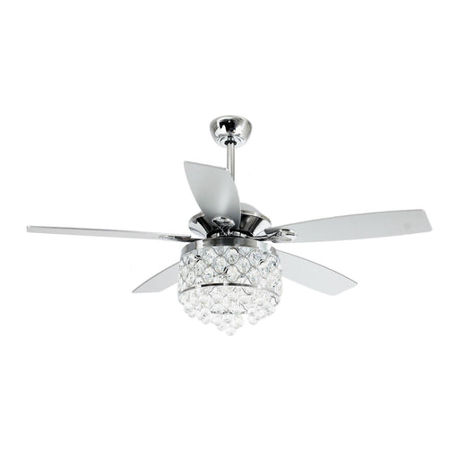 52" Berkshire Modern Downrod Mount Reversible Crystal Ceiling Fan with Lighting and Remote Control - ParrotUncle
