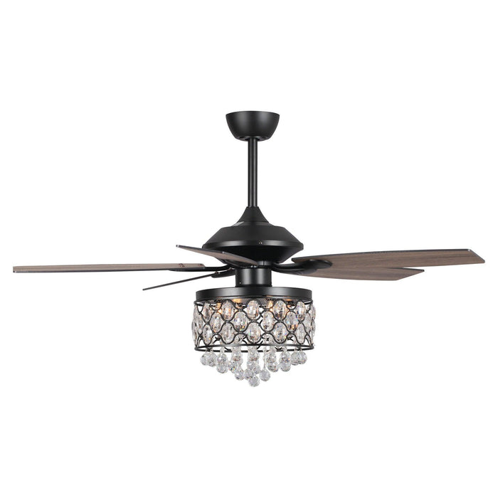 52" Berkshire Modern Downrod Mount Reversible Crystal Ceiling Fan with Lighting and Remote Control - ParrotUncle
