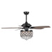 52" Berkshire Modern Downrod Mount Reversible Crystal Ceiling Fan with Lighting and Remote Control - ParrotUncle