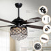 52" Berkshire Modern Downrod Mount Reversible Crystal Ceiling Fan with Lighting and Remote Control - ParrotUncle