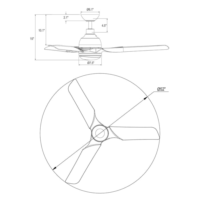 52" Cason Induatrial Downrod Mount Reversible Ceiling Fan with LED Lighting and Remote Control - ParrotUncle