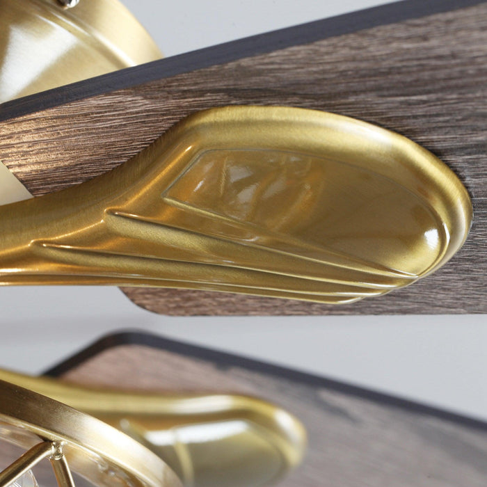 52" Cochin Industrial Downrod Mount Reversible Crystal Ceiling Fan with Lighting and Remote Control - ParrotUncle