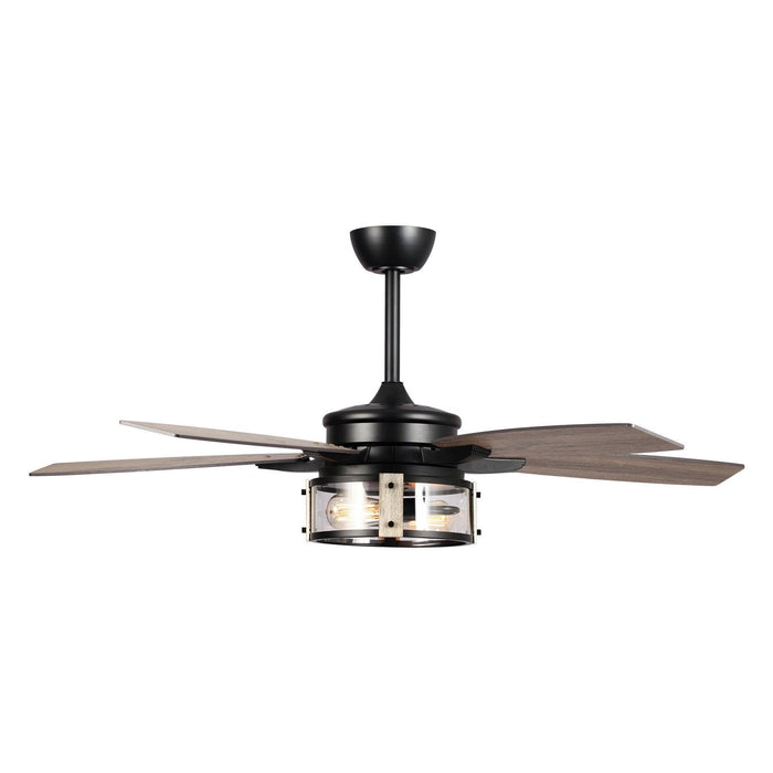 52" Coimbatore Farmhouse Downrod Mount Reversible Ceiling Fan with Lighting and Remote Control - ParrotUncle