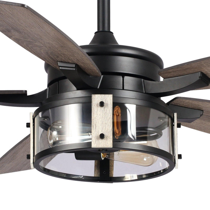 52" Coimbatore Farmhouse Downrod Mount Reversible Ceiling Fan with Lighting and Remote Control - ParrotUncle