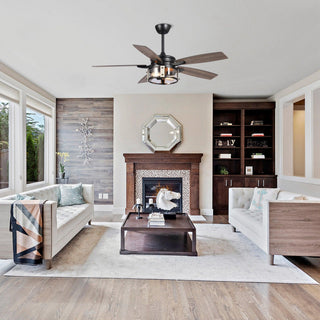 52" Coimbatore Farmhouse Downrod Mount Reversible Ceiling Fan with Lighting and Remote Control