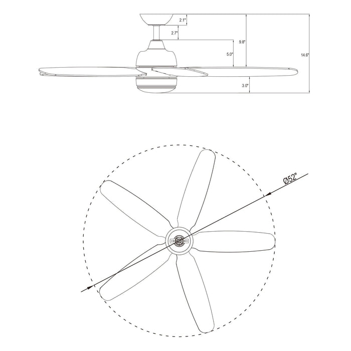 52" Dicken Modern Downrod Mount Reversible Crystal Ceiling Fan with Lighting and Remote Control - ParrotUncle