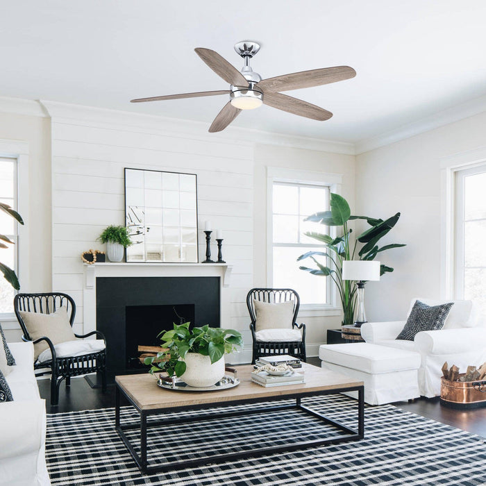 52" Dicken Modern Downrod Mount Reversible Crystal Ceiling Fan with Lighting and Remote Control - ParrotUncle