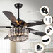 52" Dicken Modern Downrod Mount Reversible Crystal Ceiling Fan with Lighting and Remote Control - ParrotUncle