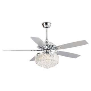 52" Elkton Modern Reversible Crystal Ceiling Fan With Chandelier