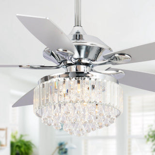 52" Elkton Modern Reversible Crystal Ceiling Fan With Chandelier