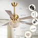 52" Ganga Modern Downrod Mount Reversible Crystal Ceiling Fan with Lighting and Remote Control - ParrotUncle