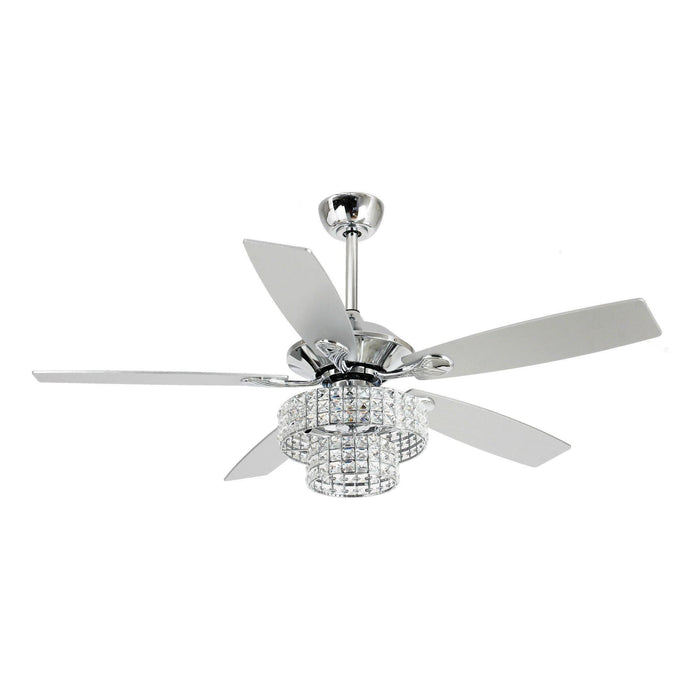 52" Howell Modern Downrod Mount Reversible Crystal Ceiling Fan with Lighting and Remote Control - ParrotUncle
