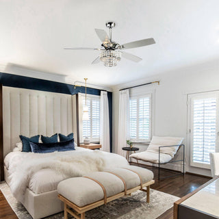 52" Howell Modern Downrod Mount Reversible Crystal Ceiling Fan with Lighting and Remote Control