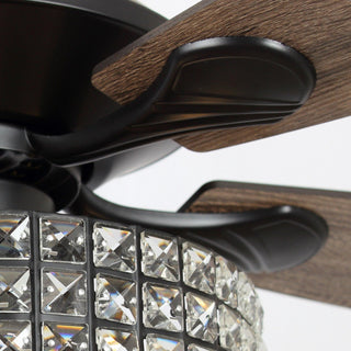 52" Howell Modern Downrod Mount Reversible Crystal Ceiling Fan with Lighting and Remote Control