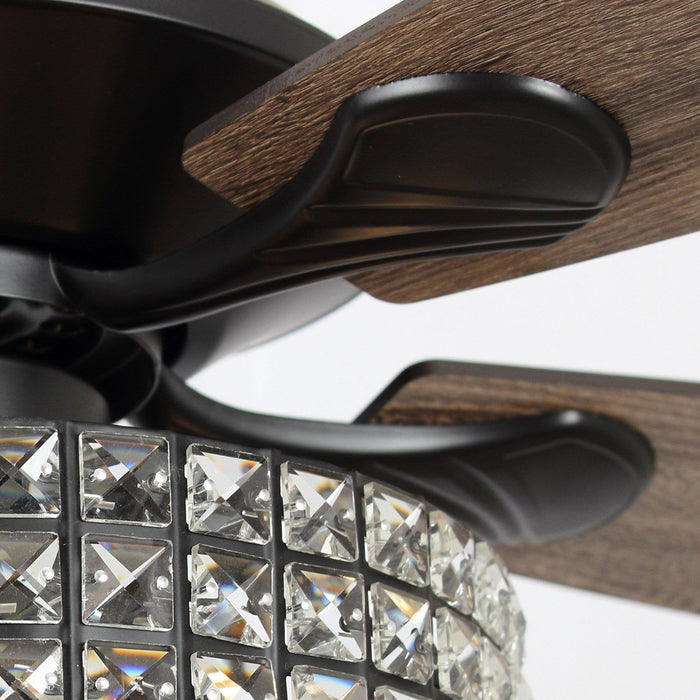 52" Howell Modern Downrod Mount Reversible Crystal Ceiling Fan with Lighting and Remote Control - ParrotUncle