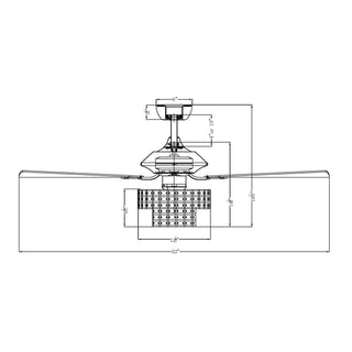 52" Howell Modern Downrod Mount Reversible Crystal Ceiling Fan with Lighting and Remote Control