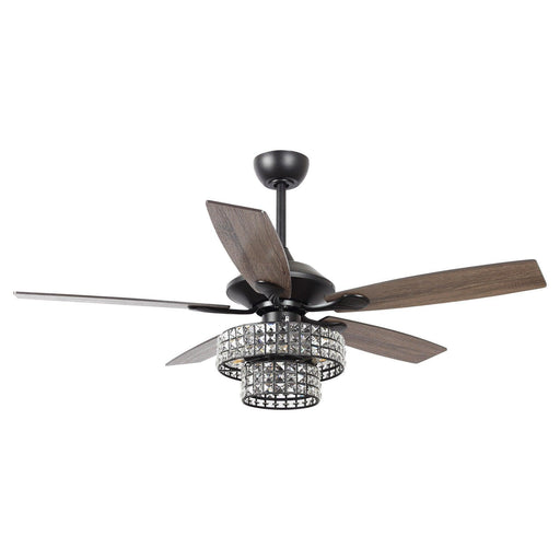 52" Howell Modern Downrod Mount Reversible Crystal Ceiling Fan with Lighting and Remote Control - ParrotUncle
