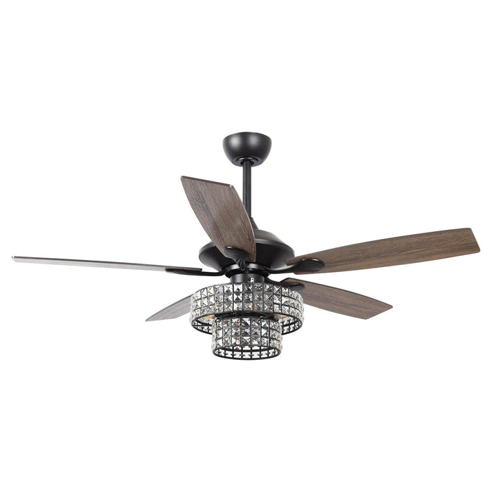 52" Howell Modern Downrod Mount Reversible Crystal Ceiling Fan with Lighting and Remote Control - ParrotUncle