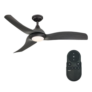 52" Hamptons Industrial DC Motor Downrod Mount Reversible Ceiling Fan with LED Lighting and Remote Control