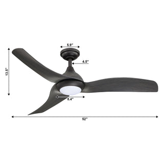 52" Hamptons Industrial DC Motor Downrod Mount Reversible Ceiling Fan with LED Lighting and Remote Control