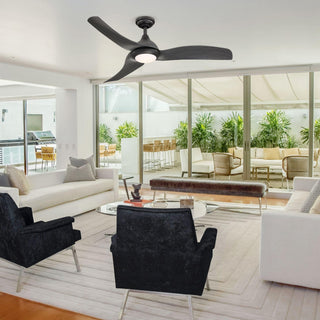 52" Hamptons Industrial DC Motor Downrod Mount Reversible Ceiling Fan with LED Lighting and Remote Control