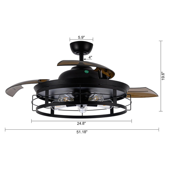 52" Jamshedpur Industrial Downrod Mount Ceiling Fan with Lighting and Remote Control - ParrotUncle