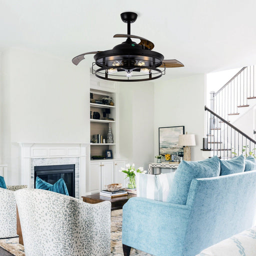 52" Jamshedpur Industrial Downrod Mount Ceiling Fan with Lighting and Remote Control - ParrotUncle