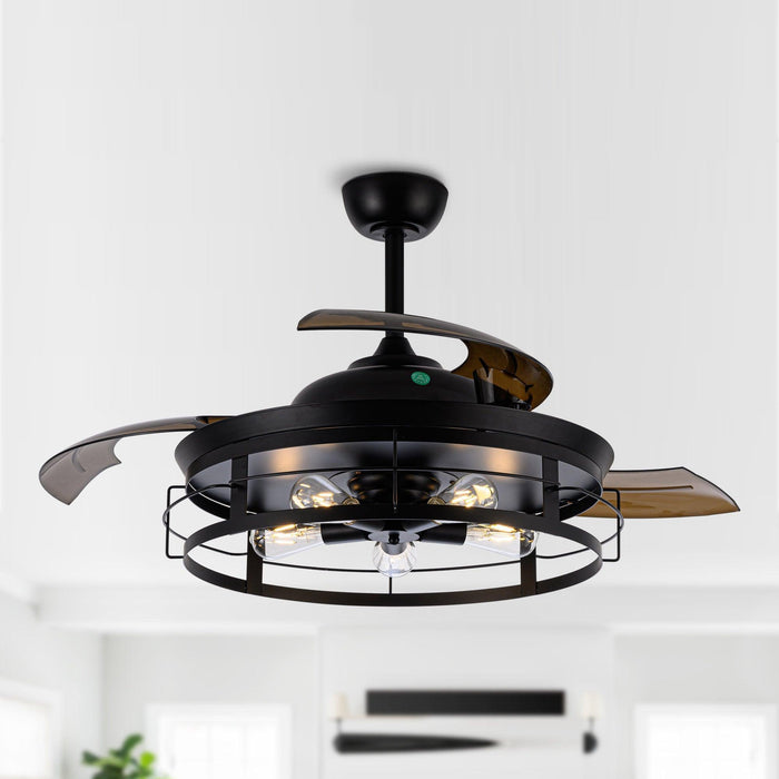52" Jamshedpur Industrial Downrod Mount Ceiling Fan with Lighting and Remote Control - ParrotUncle