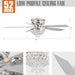 52" Kanpur Modern Chrome Flush Mount Reversible Crystal Ceiling Fan with Lighting and Remote Control - ParrotUncle