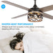 52" Kashmir Farmhouse Downrod Mount Reversible Ceiling Fan with Lighting and Remote Control - ParrotUncle