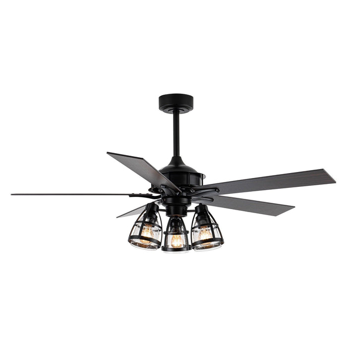52" Kashmir Industrial Downrod Mount Reversible Ceiling Fan with Lighting and Remote Control - ParrotUncle